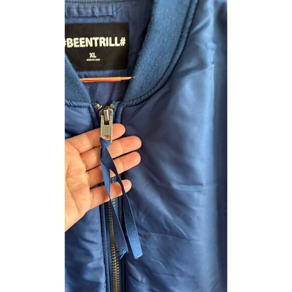 BeenTrill Mens Patch Bomber Jacket Blue Size XL - Picture 9 of 15